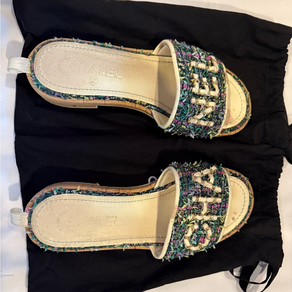Chanel Tweed Sandals
